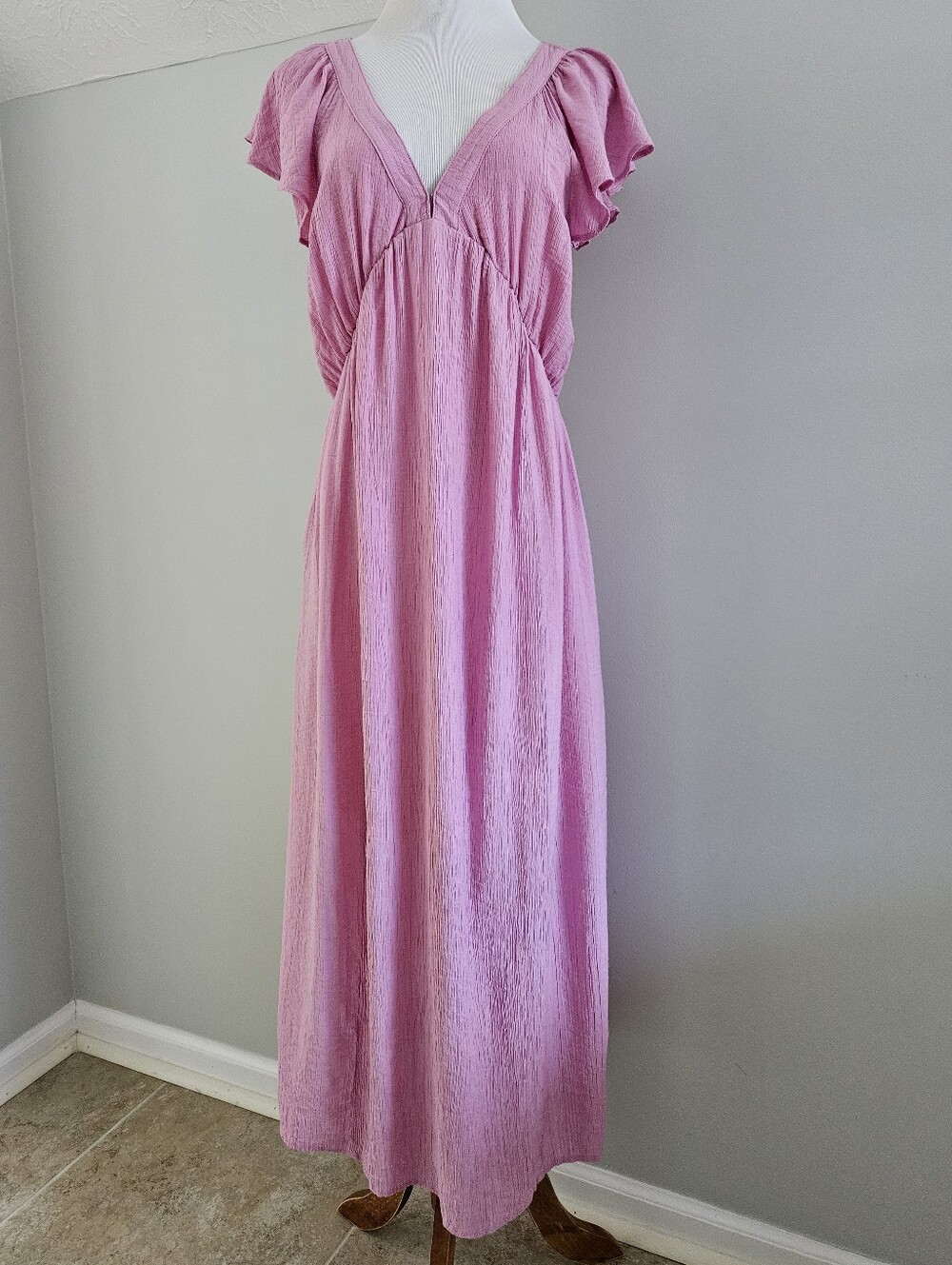 Dear John | Pink V-Neck Flutter Sleeve Maxi Dress